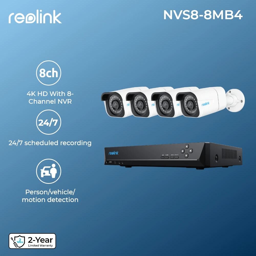 Reolink 8CH NVR  ī޶ ý, 4K, 8MP PoE IP ī޶, 24/7 ȭ, 2TB HDD Ʈ , H.265  , 4 